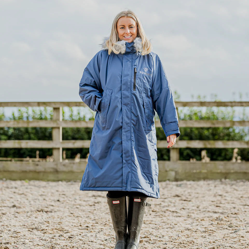 EQUIDRY Women's Thick Fleece Evolution Faux Fur Hood #colour_steel-blue