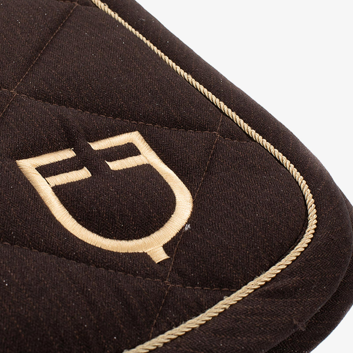 Equestro Pony Jumping Saddle Pad In Cotton With Logo #colour_brown