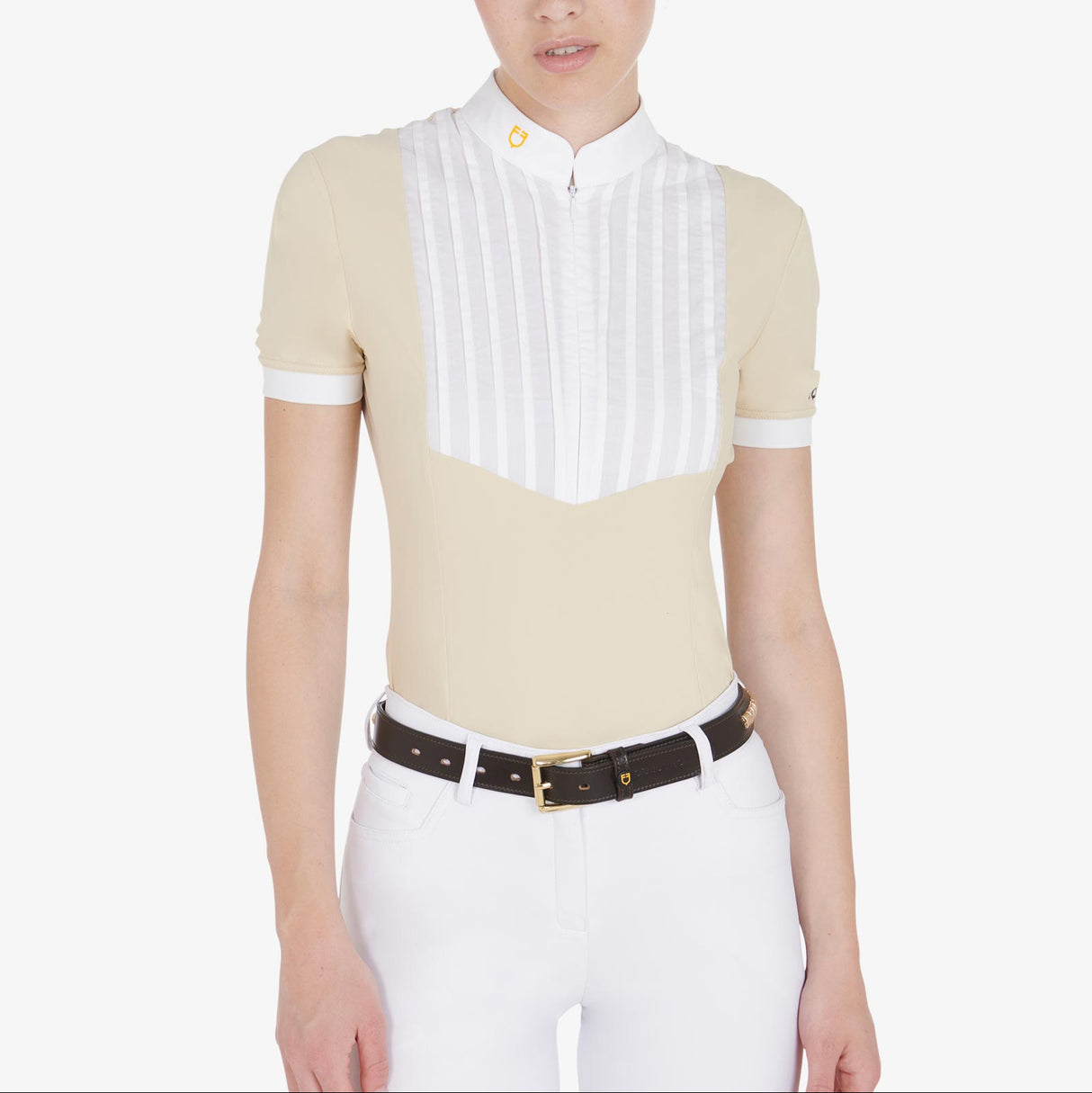 Equestro Leather Belt With Silver Clincher #colour_brown-gold