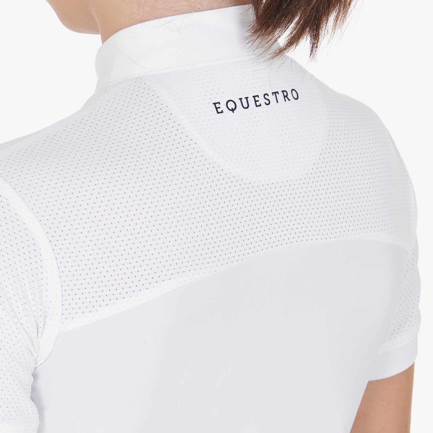 Equestro Girls' Slim Fit Competition Polo Shirt With Perforated Fabric #colour_white