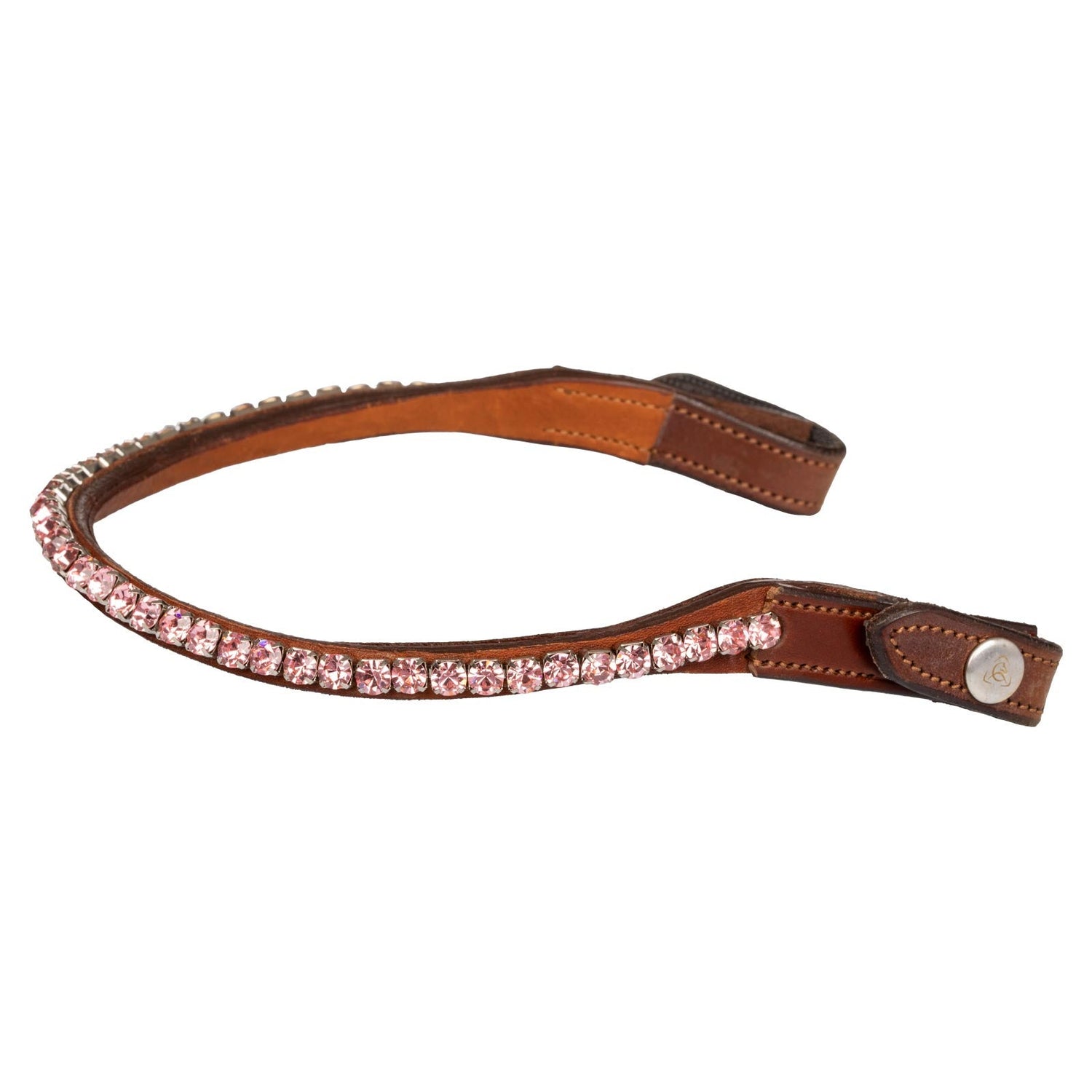 Acavallo Browband Calfskin & Round Crystals #colour_cognac-pink