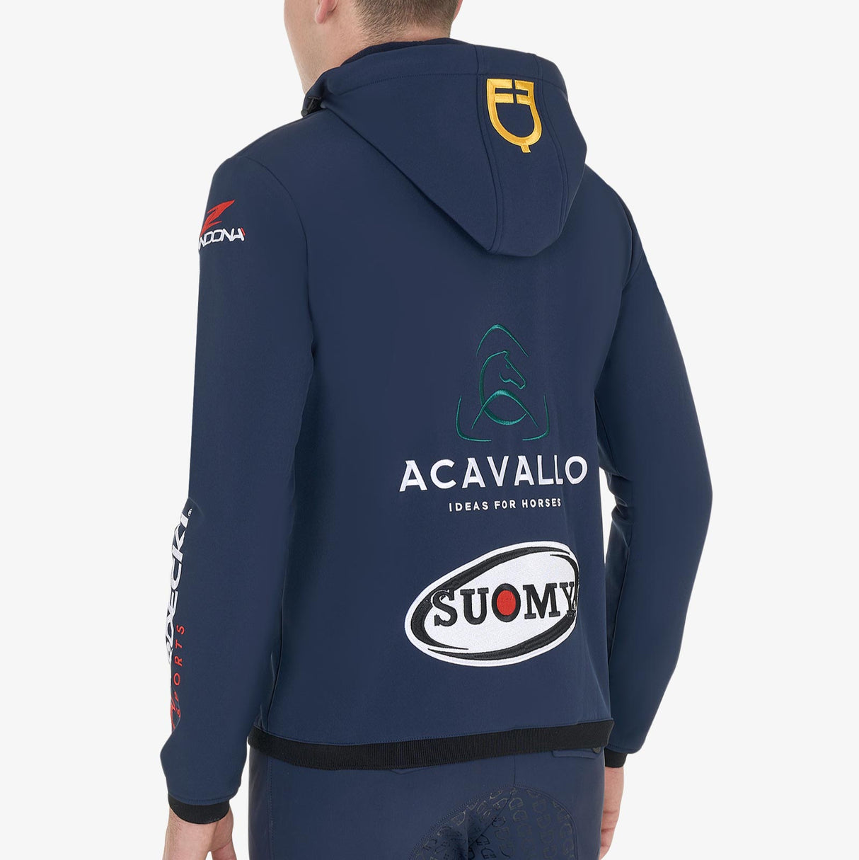 Equestro Men's Hoddie With Multilogo Patches #colour_blue