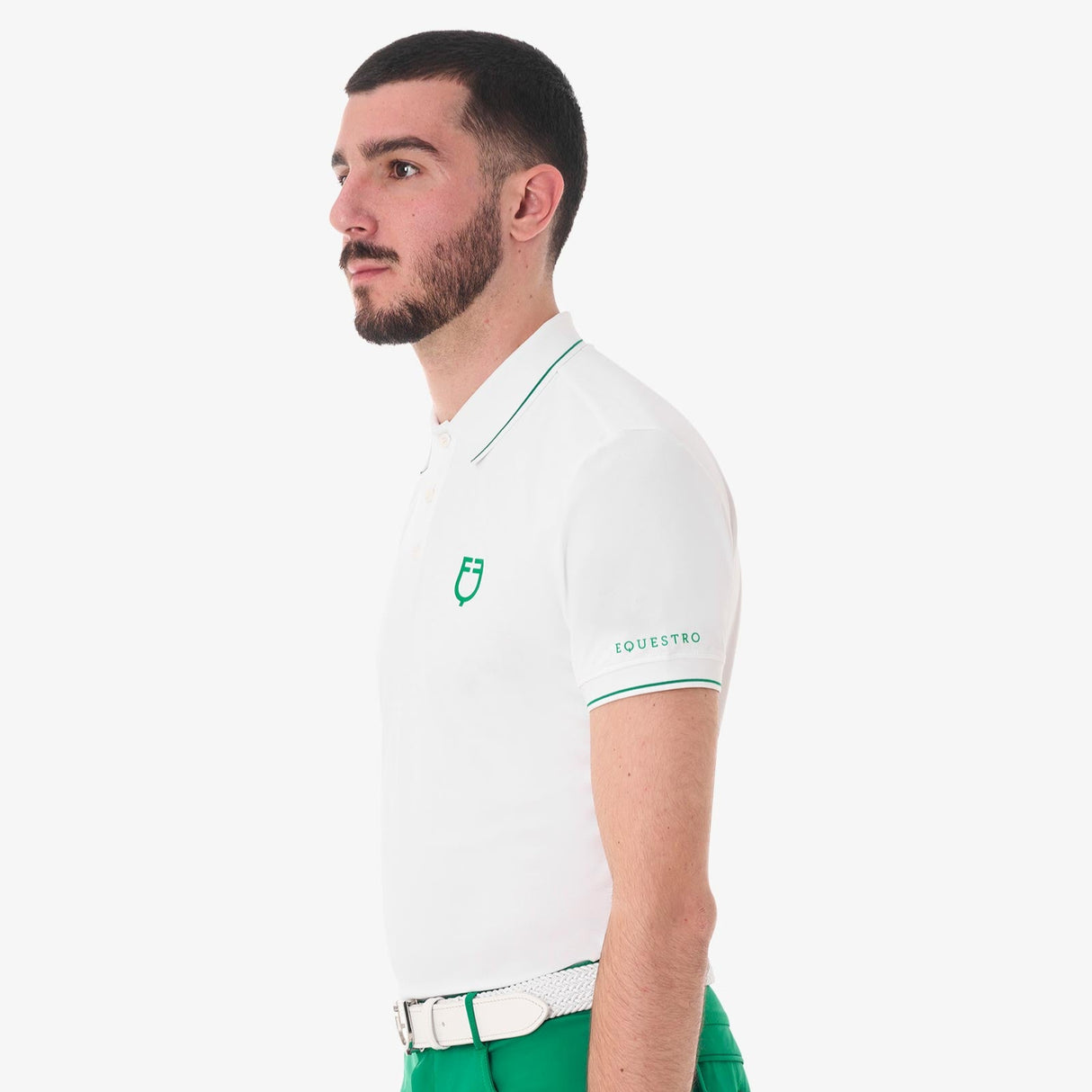 Equestro Men's Training Polo With Contrasting Details #colour_white