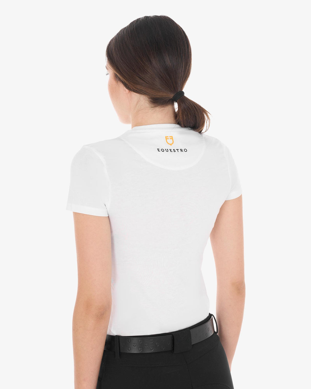 Equestro Women's Basic T-Shirt With Tone-On-Tone Logo #colour_white