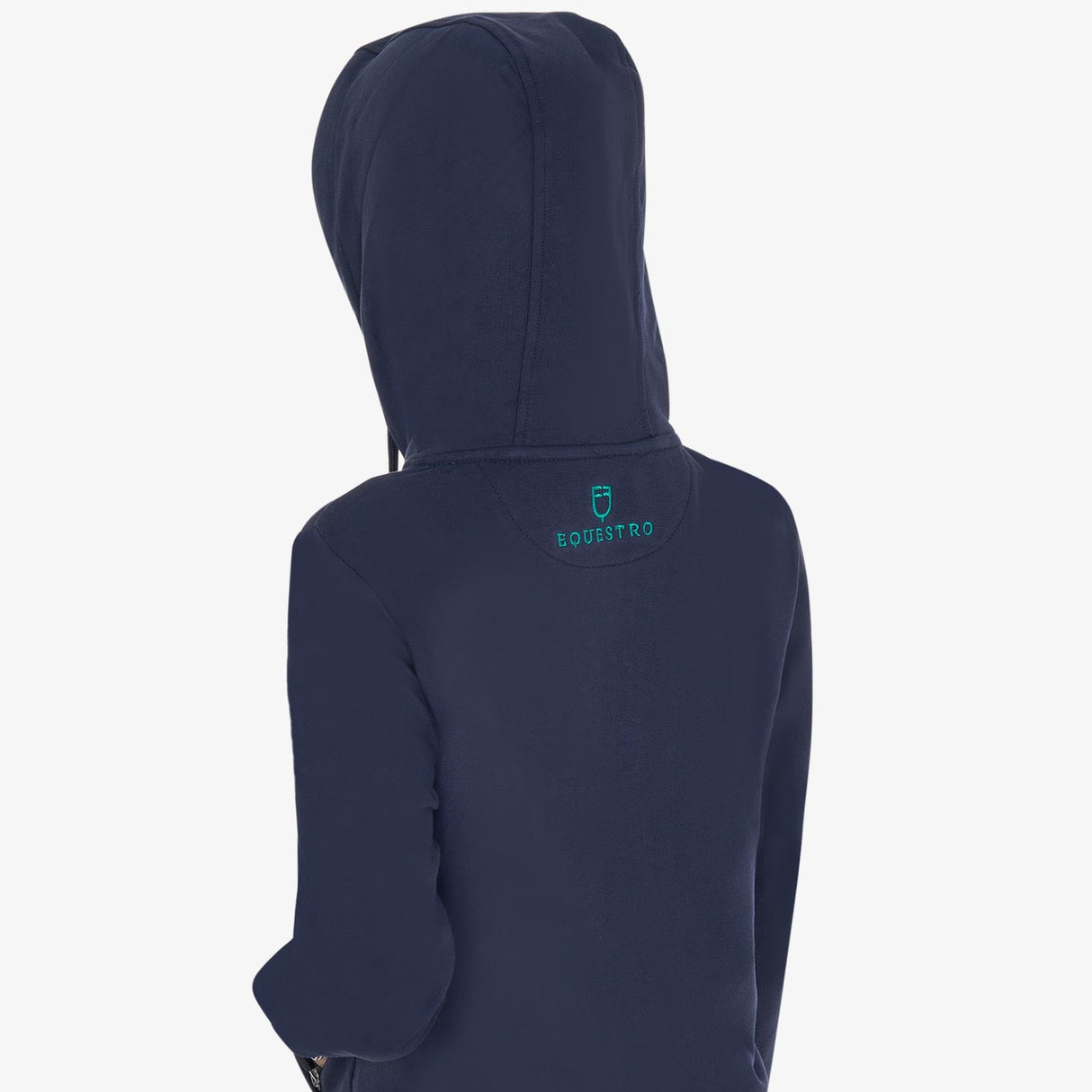 Equestro Kids' Hoodie With Zip And Sponge Lettering #colour_blue-green