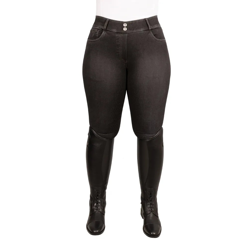Hy Equestrian Elevate Style Denim Breeches #colour_black