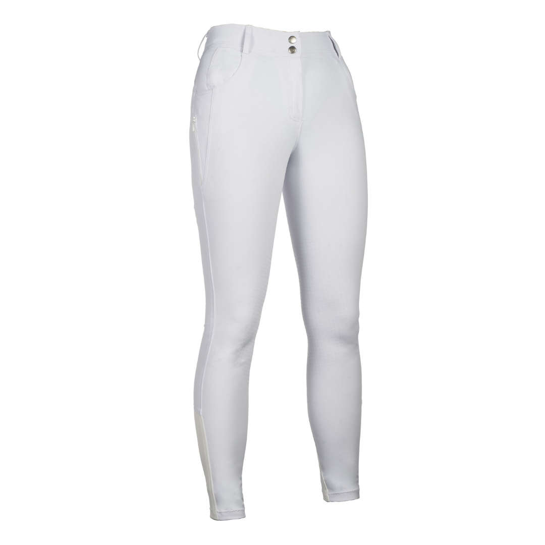 HKM Women's Knee Patch Breeches -Ari Mid Rise- #colour_white