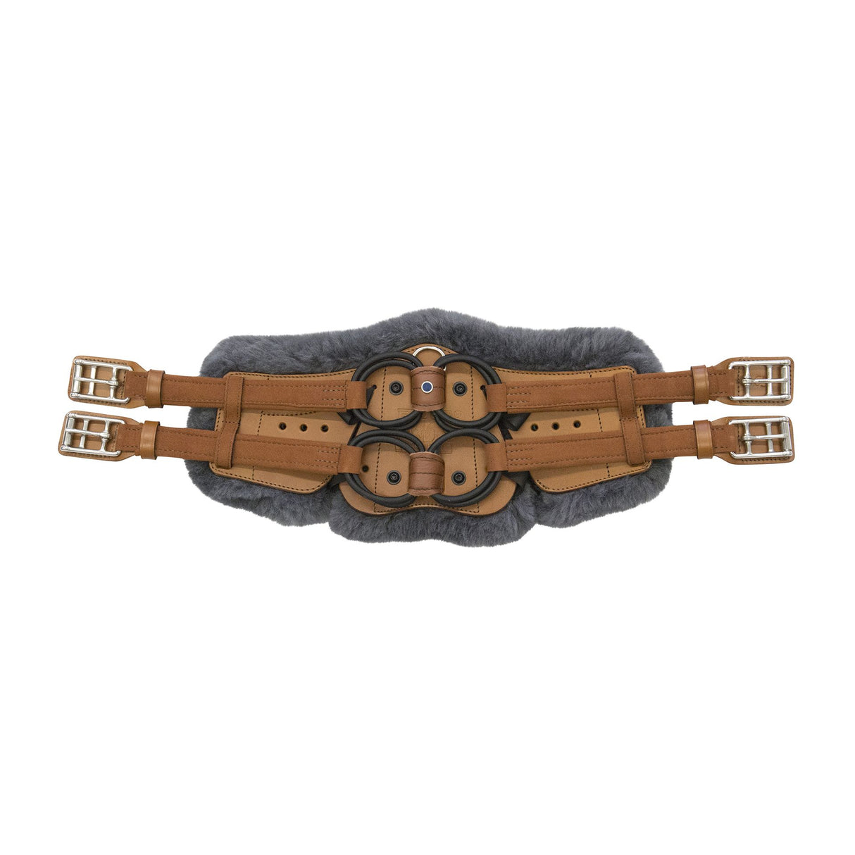 Stubben Equi-Soft® Short Saddle Girth with Cover - Tobacco #colour_lambskin-anthracite-black
