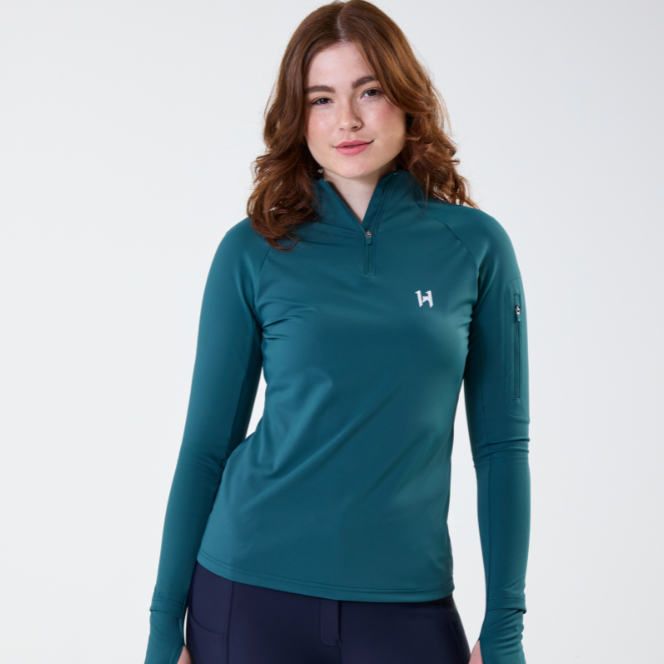 Horseware Ireland Strive Winter 1/4 Zip Top #colour_dynasty-green