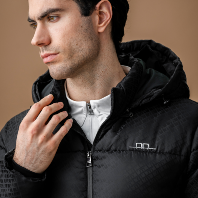 Alessandro Albanese Men's Quilo Monogram Puffer Coat #colour_core-black