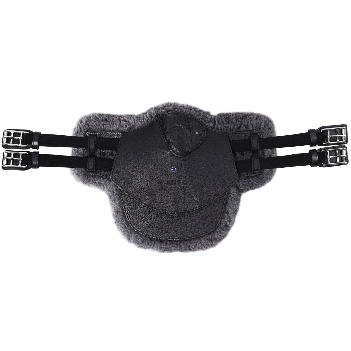 Stubben Equi-Soft® Belly Stud Girth with Cover - Ebony #colour_lambskin-anthracite-black