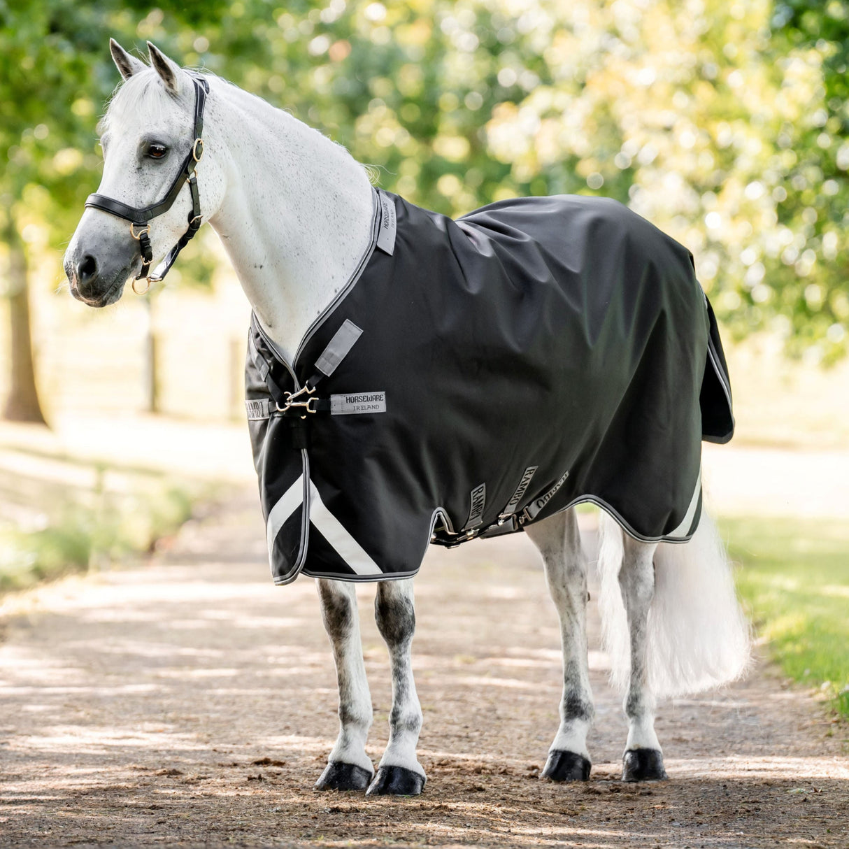 Horseware Ireland Rambo 1680D 0g Turnout Rug #colour_black-thunderstorm-grey-silver