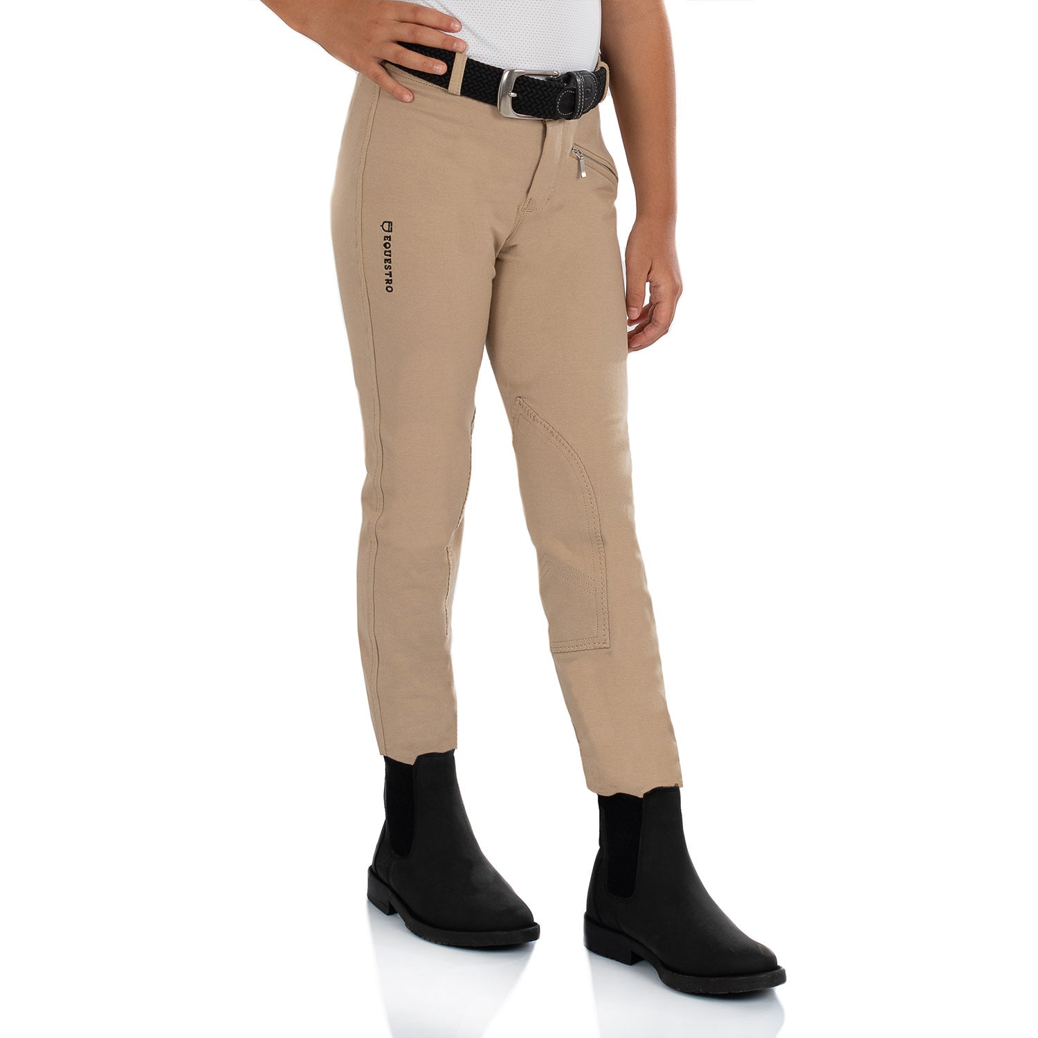 Equestro Leilani Model Junior Jodhpur Breeches In Stretch Material #colour_beige