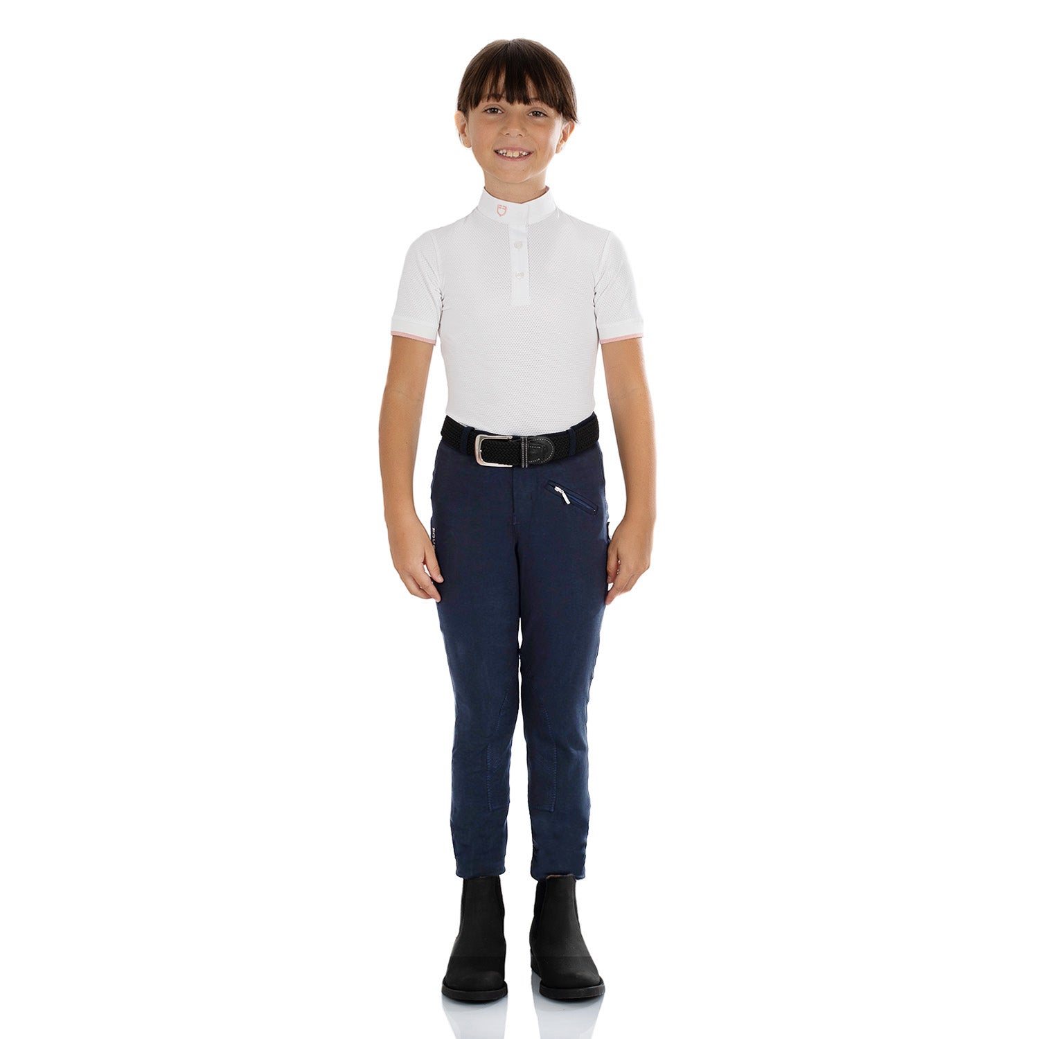 Equestro Leilani Model Junior Jodhpur Breeches In Stretch Material #colour_blue