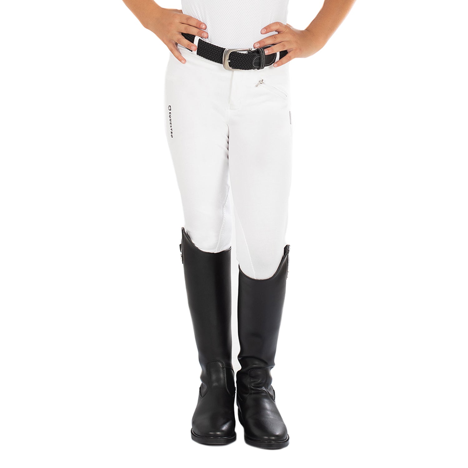 Equestro Kasumi Model Junior Breeches In Stretch Material #colour_white
