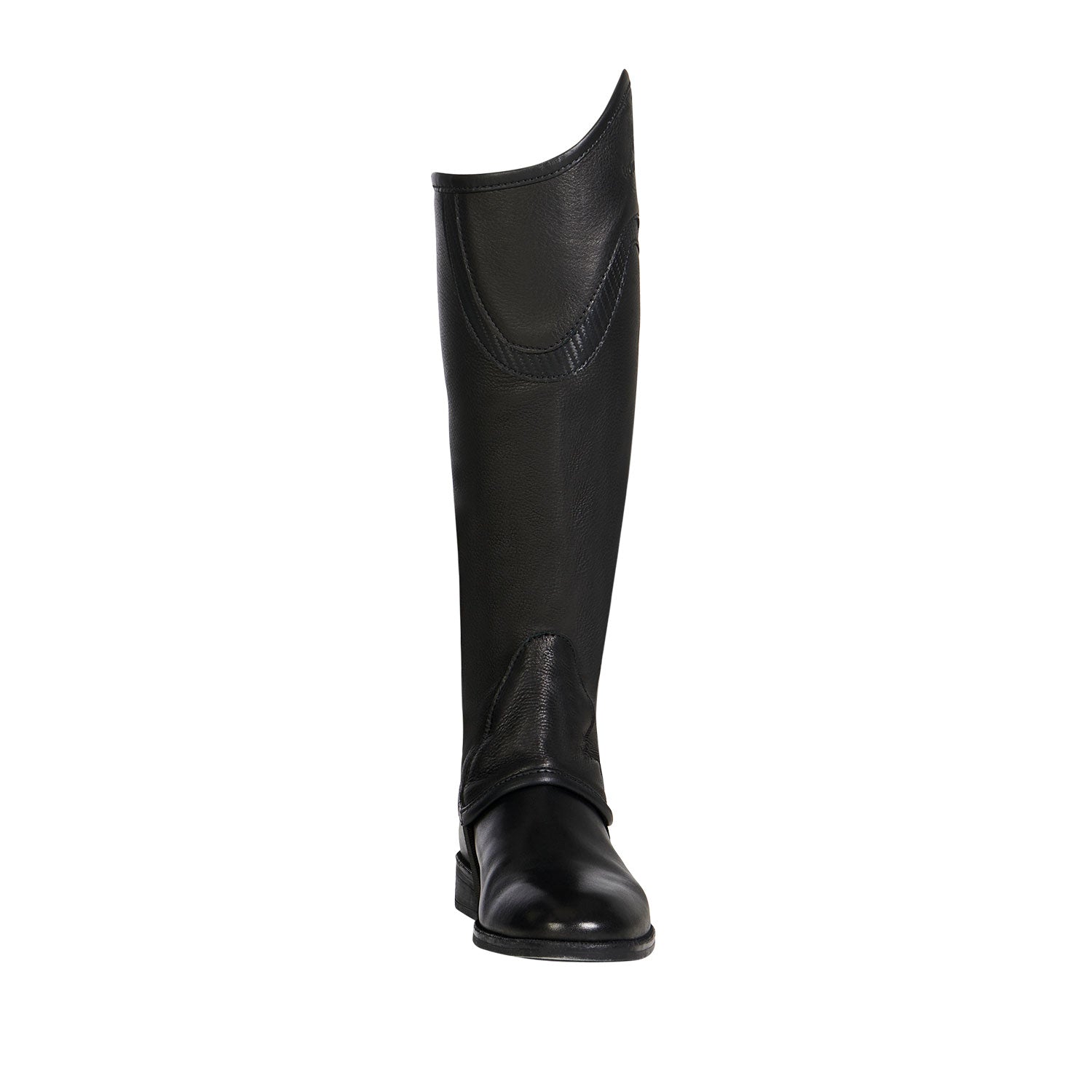 Equestro Kids' Soft Leather Gaiters With Elastic Band #colour_black