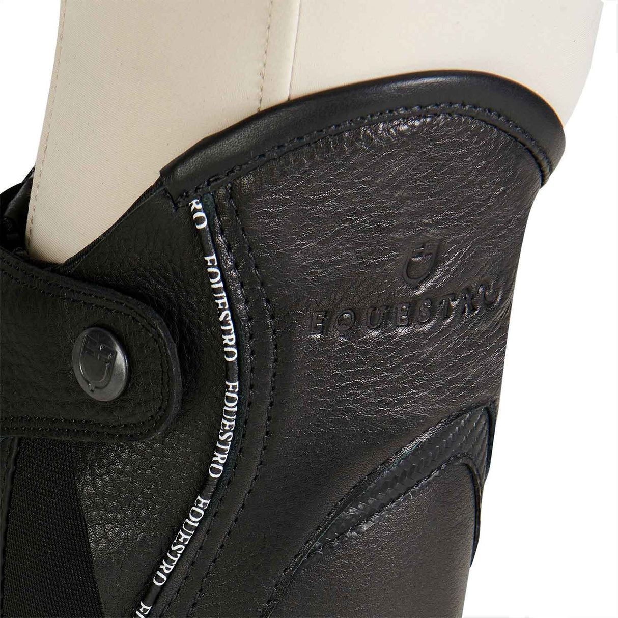 Equestro Kids' Soft Leather Gaiters With Elastic Band #colour_black