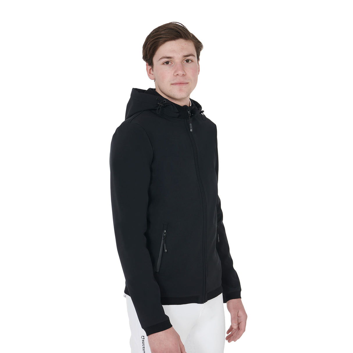 Equestro Men's Slim Fit Softshell Jacket With Internal Fleece #colour_black