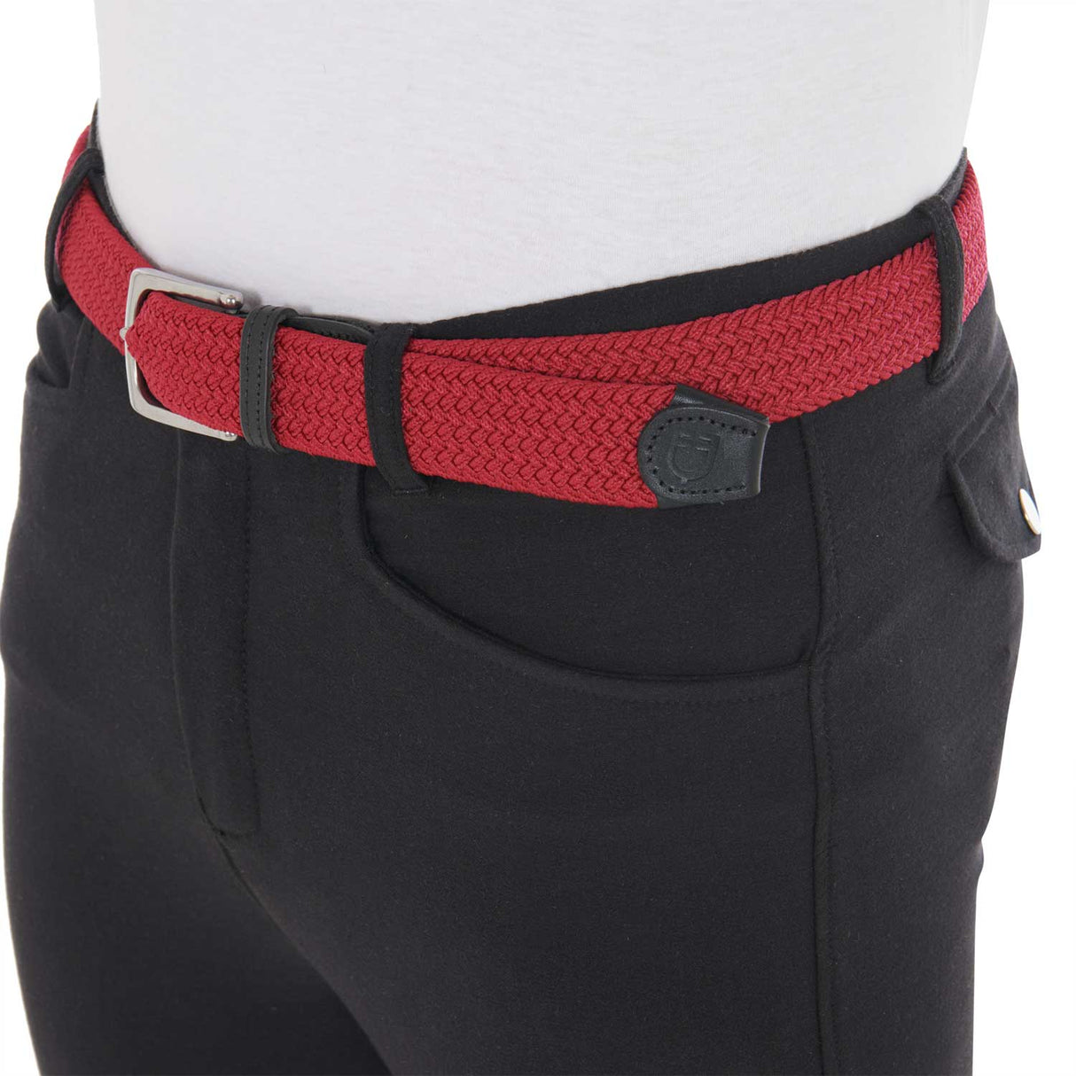 Equestro Elasticized Belt Crossed Pattern #colour_burgundy