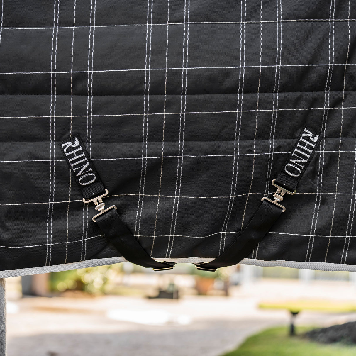 Horseware Ireland Rhino 350g Vari-Layer Stable Rug #colour_black-grey-white-check-grey