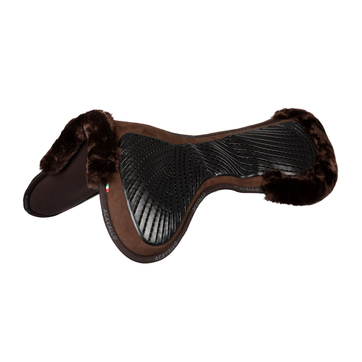 Acavallo Pad Mf-S Jccs-S Cw-Cs Suede Cut-Out Faux Sheepskin Gel Grip Flat #colour_brown-brown