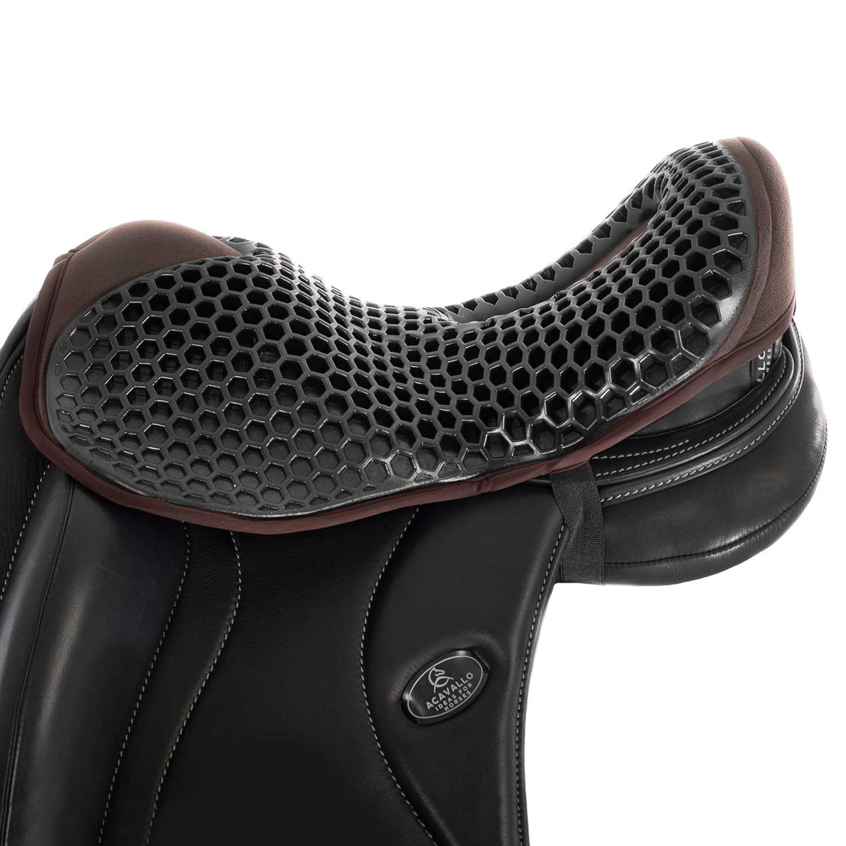 Acavallo Ortho-Coccyx Seat Saver Dressage Hexagonal Gel-Out Dri-Lex 20mm #colour_brown