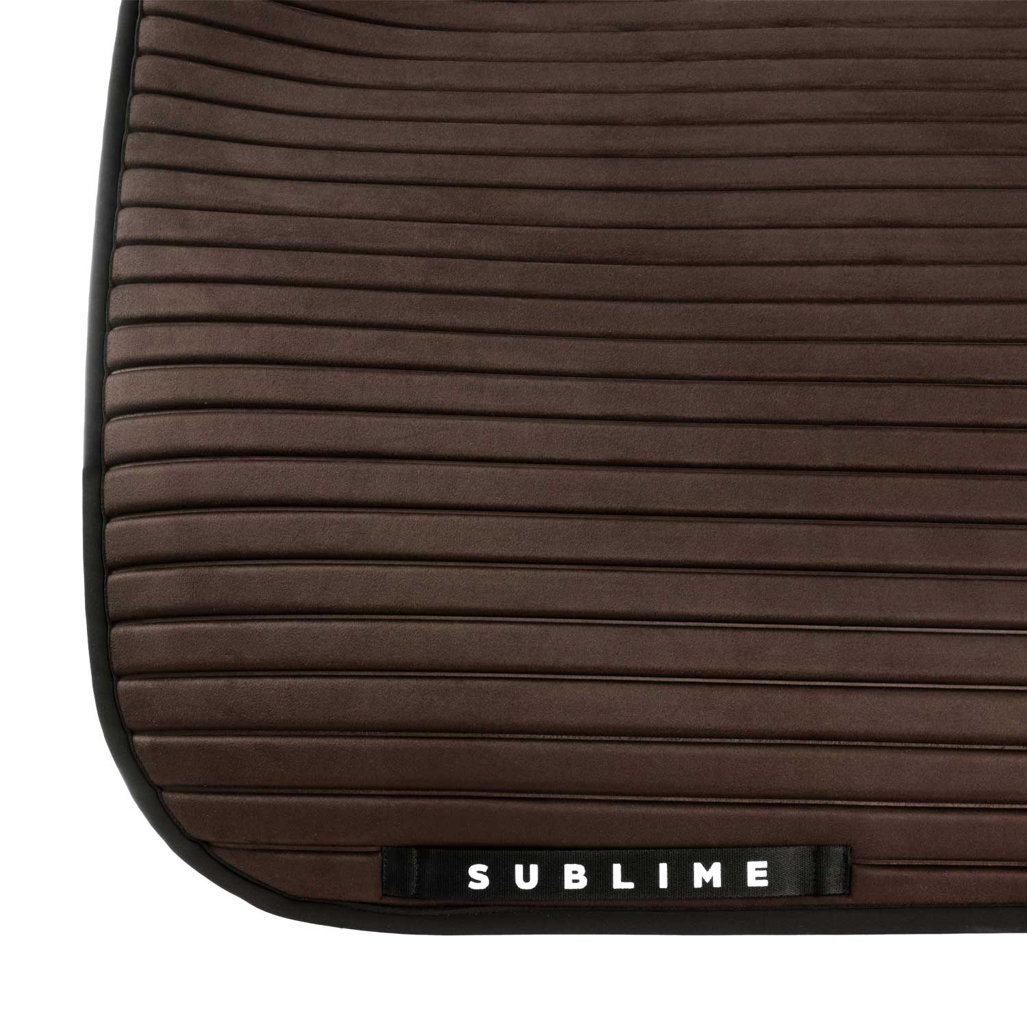 Acavallo Stripe Suede Dressage Saddle Pad W/Square Back Corner #colour_brown
