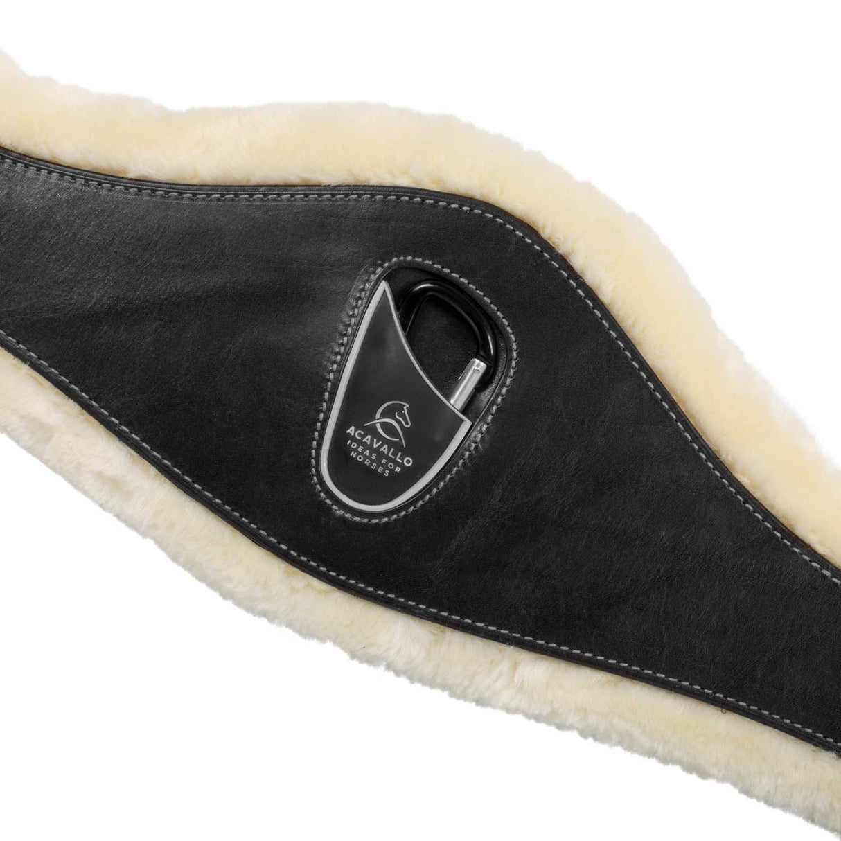 Acavallo Jumping Girth Leather & Removable Faux Sheepskin #colour_black