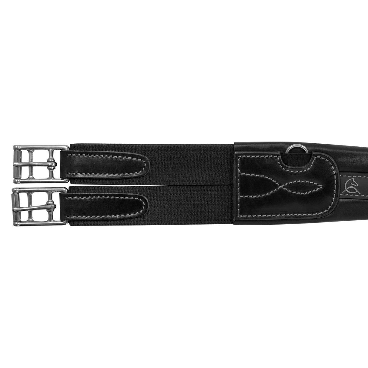 Acavallo Anatomical Jumping Girth Leather #colour_black