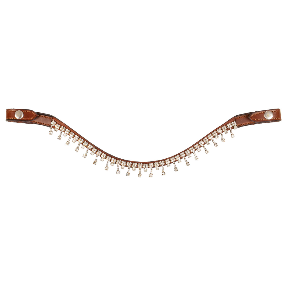 Acavallo Queen Browband Calfskin & Crystals #colour_cognac-transparent