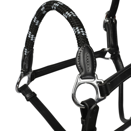 Acavallo Halter Anatomical Leather Rope Noseband #colour_black