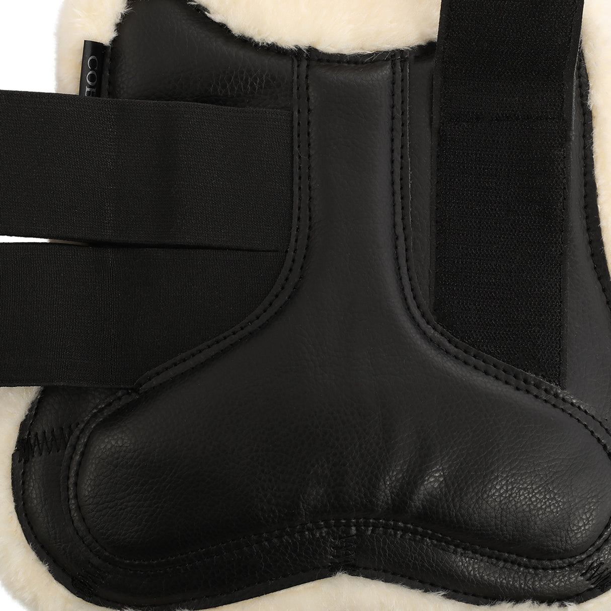 Acavallo Jumping Tendon Boots Faux Sheepskin & Hook-And-Loop Closure #colour_black