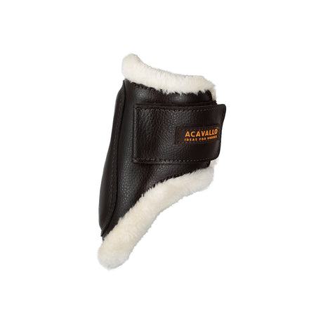 Acavallo Jumping Fetlock Boots Faux Sheepskin & Hook-And-Loop Closure #colour_brown