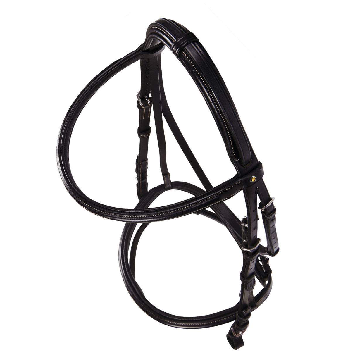 Equestro Leather English Bridle With Embroideries New #colour_brown