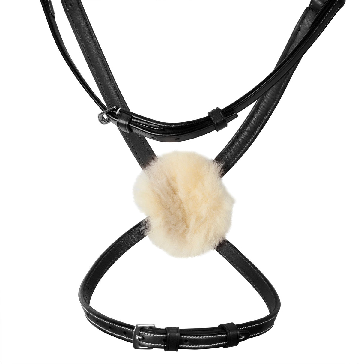 Equestro Bridle With Mexican Noseband And Synthetic Sheepskin #colour_black
