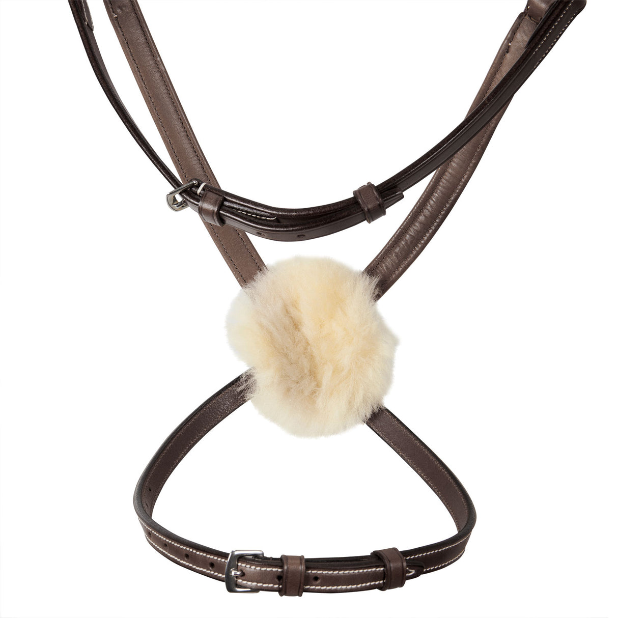 Equestro Bridle With Mexican Noseband And Synthetic Sheepskin #colour_brown