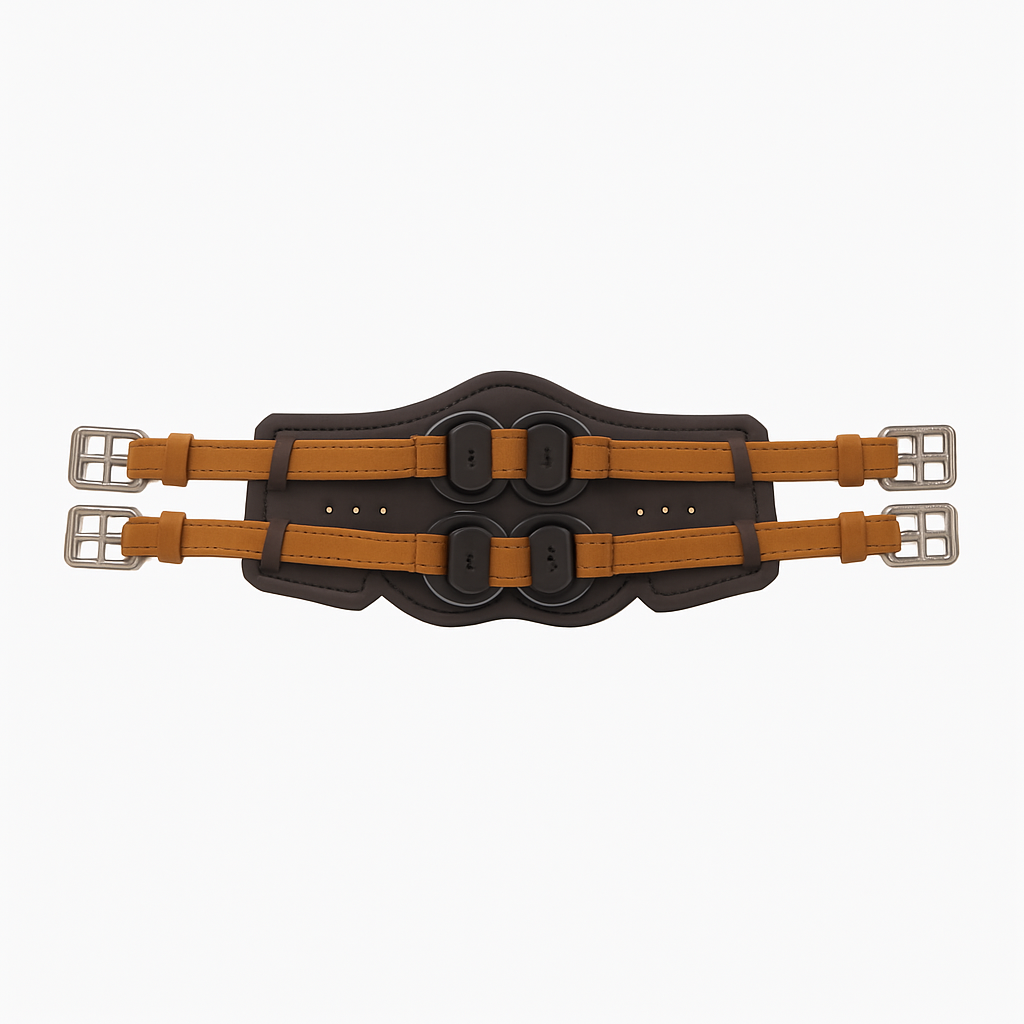 Stubben Equi-Soft® Short Saddle Girth with Cover - Tobacco #colour_vachette-leather-ebony