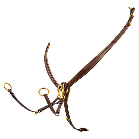 Equestro Tanned Leather Fork Breastplate With Steel Buckles #colour_cognac
