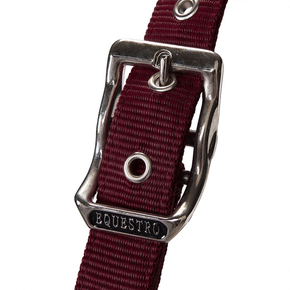Equestro Halter With Double Adjustment And Lead Rope #colour_burgundy