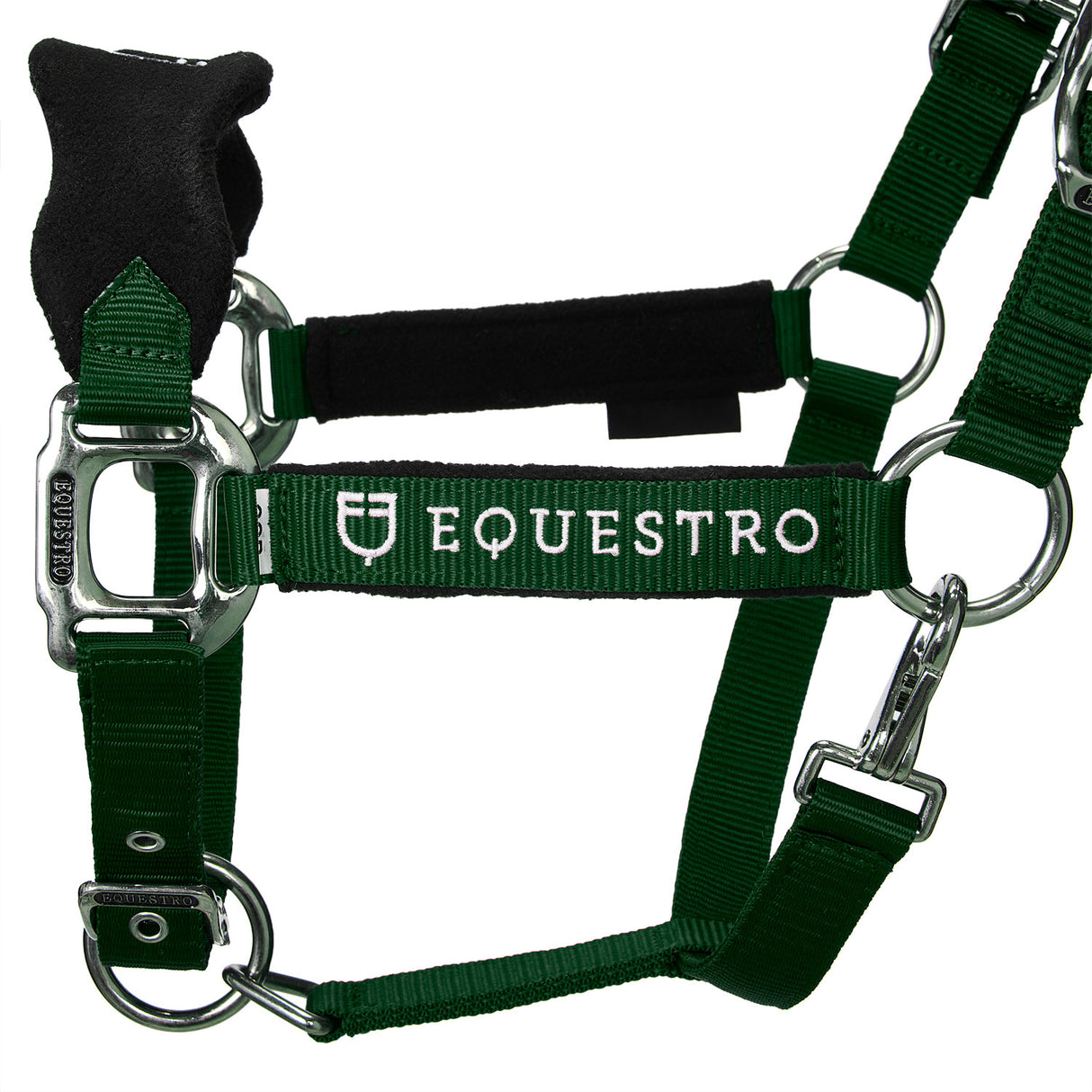 Equestro Halter With Double Adjustment And Lead Rope #colour_green