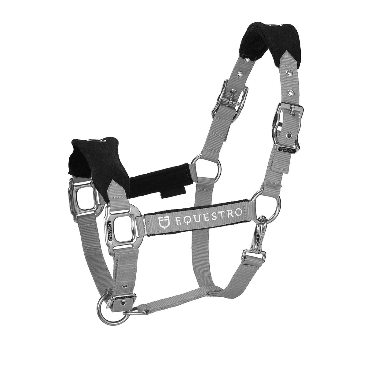 Equestro Halter With Double Adjustment And Lead Rope #colour_grey