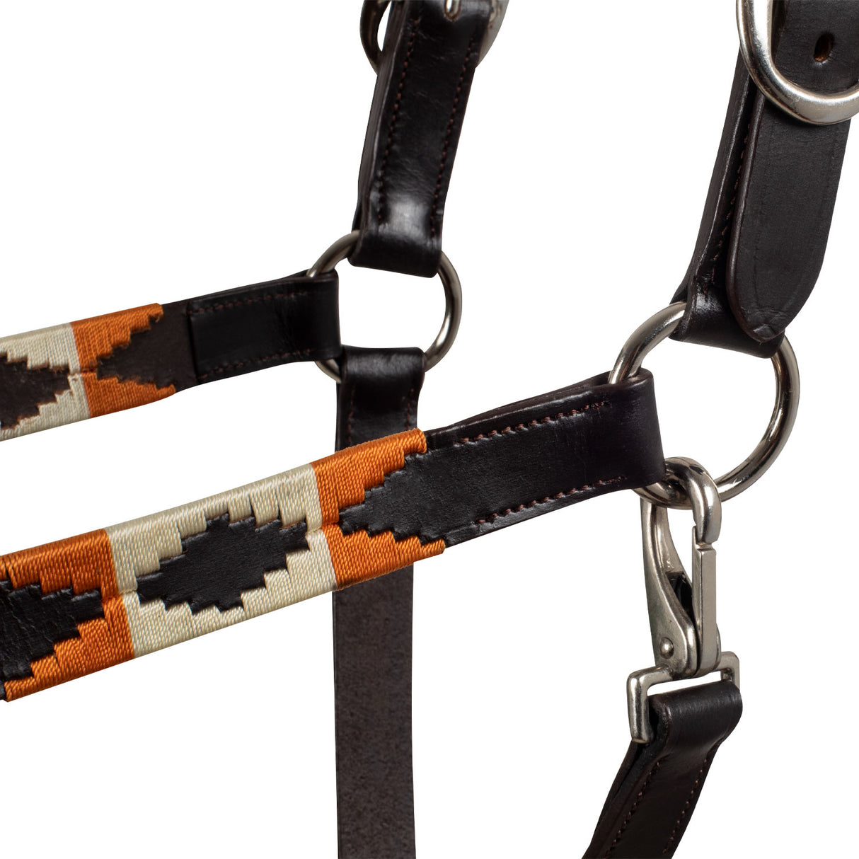 Equestro Leather Halter With Navajo Decorations #colour_brown