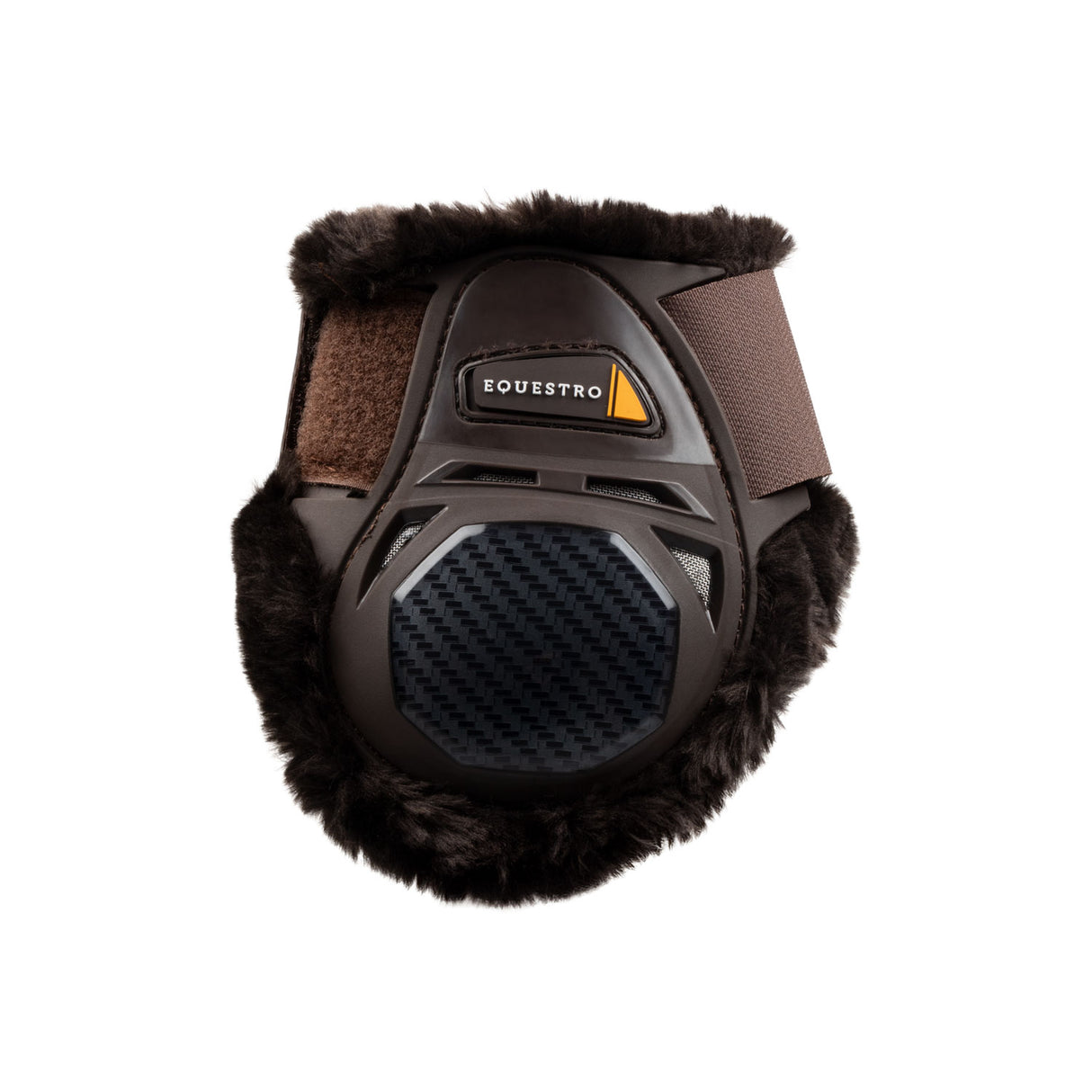 Equestro Spider Man Fetlock Boots With Synthetic Sheepskin #colour_brown