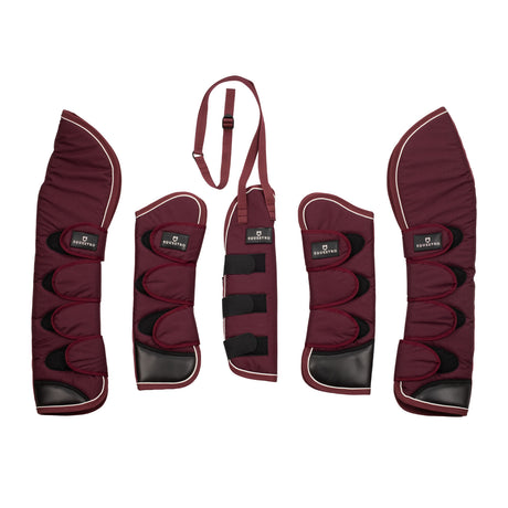 Equestro Travelling Boots Set And Tail Guard With Rubber Patch #colour_burgundy