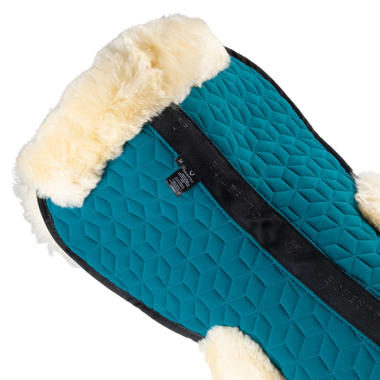Equestro Technical Fabric Pad With Sheepskin #colour_blue-white