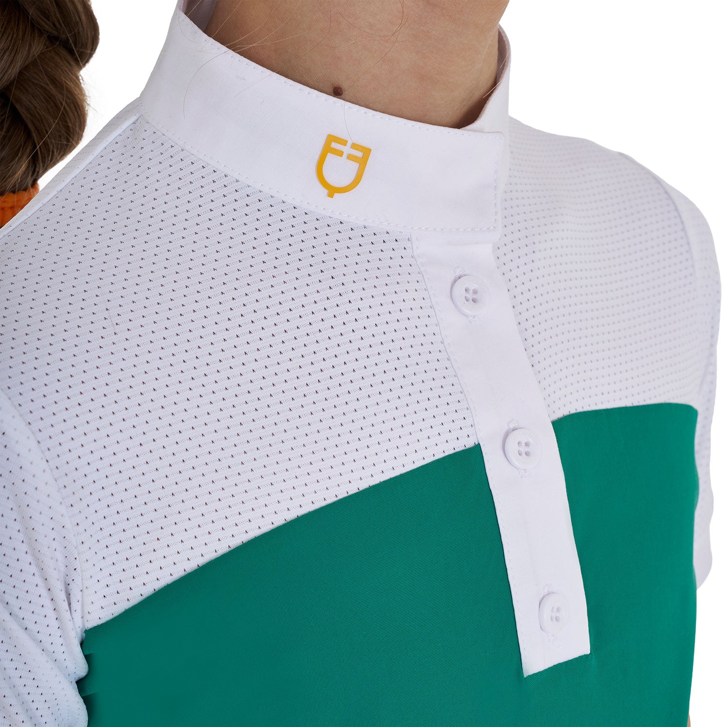 Equestro Girls' Slim Fit Competition Polo Shirt With Perforated Fabric #colour_green
