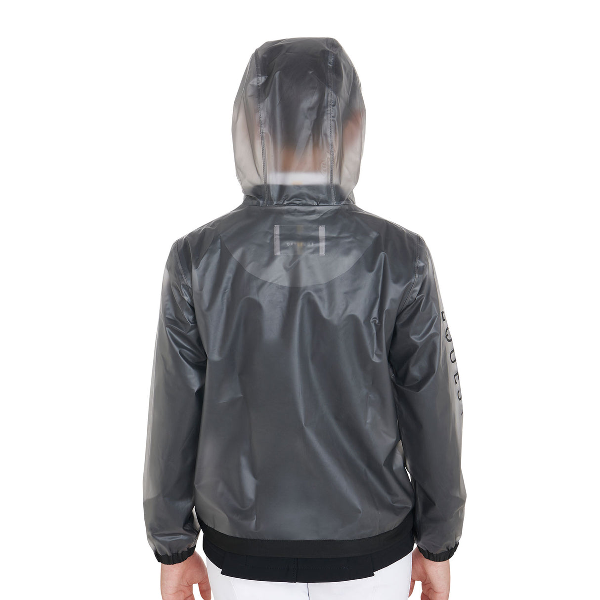 Equestro Kids' Windproof Zip Hooded Raincoat #colour_grey