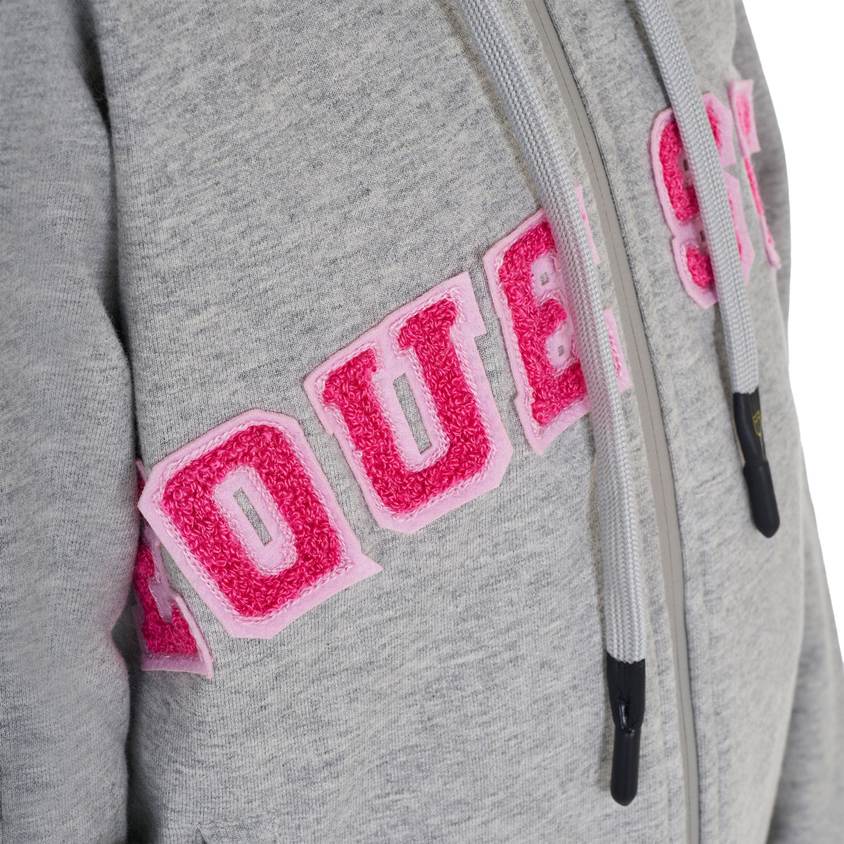 Equestro Kids' Hoodie With Zip And Sponge Lettering #colour_grey-fucsia