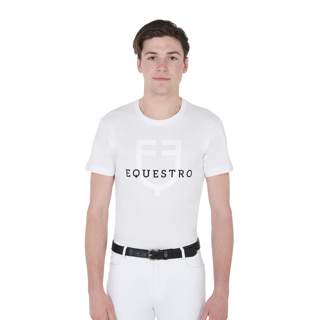 Equestro Men's Slim Fit T-Shirt With Logo On The Chest #colour_white