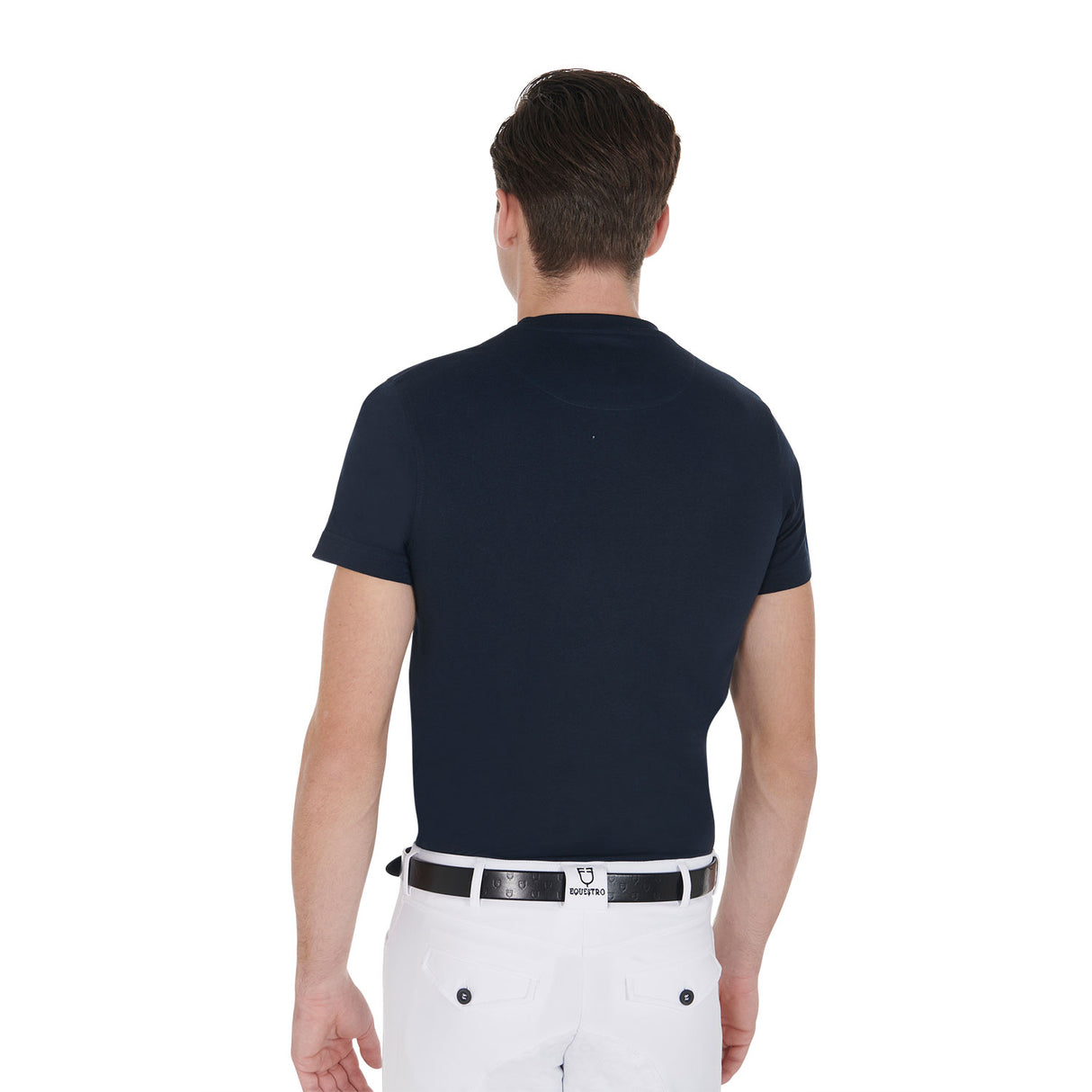 Equestro Men's Slim Fit T-Shirt With Race Horse #colour_blue